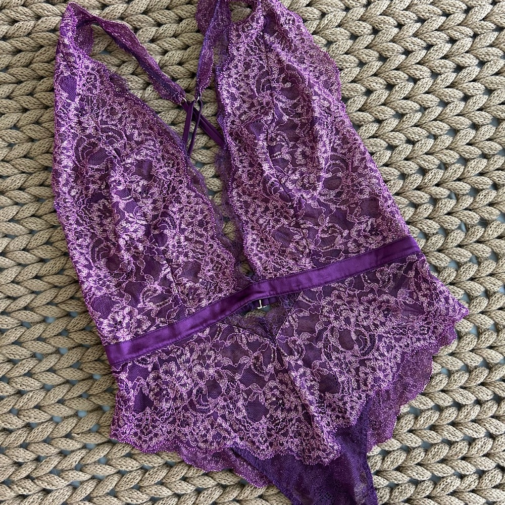 Victoria’s Secret Purple and Gold Lace Teddy Lingerie